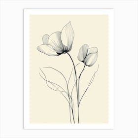 Two Flowers In Black And White Art Print