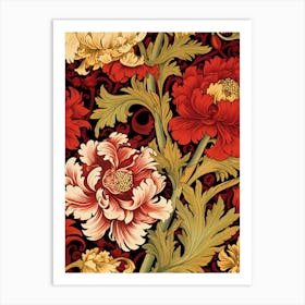 Red And Gold Peonies Art Print