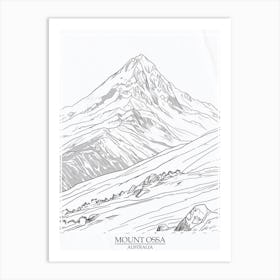 Mount Ossa Australia Color Line Drawing 3 Poster Art Print