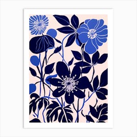 Blue Flower Illustration Passionflower 2 Art Print