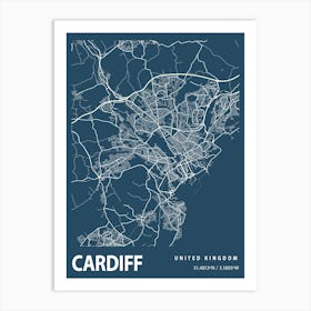 Cardiff Blueprint City Map 1 Art Print