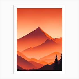 Misty Mountains Vertical Composition In Orange Tone 310 Art Print