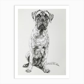 Boxer Dog Line Sketch 2 Art Print
