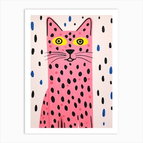 Pink Polka Dot Bobcat 2 Art Print