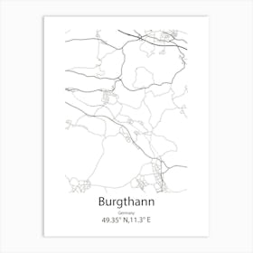 Burgthann,Germany Minimalist Map Art Print