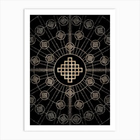 Geometric Glyph Radial Array in Glitter Gold on Black n.0280 Art Print