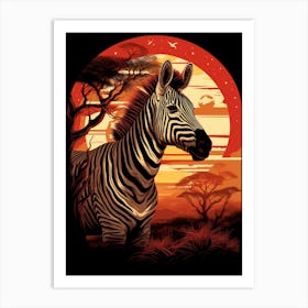 Zebra At Sunset 1 Art Print