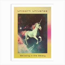 Unicorn Galloping In Space Poster Art Print