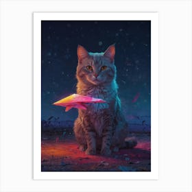 Cat With A Kite Art Print