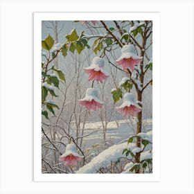 Snowy Flowers Art Print