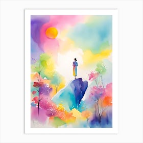 Woman On A Rock Art Print