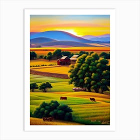 Sunset On The Farm 1 Art Print