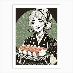 Sushi Girl Art Print