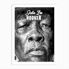 John Lee Hooker Blue Musician Legend in Black White Line Art 2 Póster