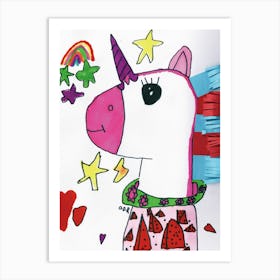 Unicorn drawn by Little Artist O.D.R Art Print