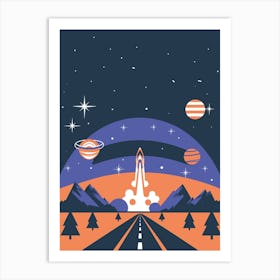 Space Shuttle Launch Vector Illustration Art Print