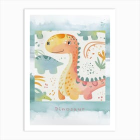 Cute Spiky Pattern Dinosaur 1 Poster Art Print