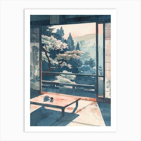 Yufuin Japan 1 Retro Illustration Art Print