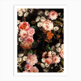 Shiny Vintage Roses Garden Art Print