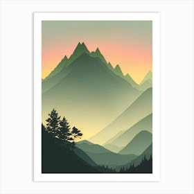 Misty Mountains Vertical Composition In Green Tone 122 Art Print