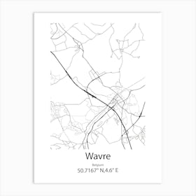 Wavre,Belgium Minimalist Map Art Print