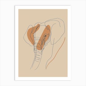 Elephant Head - Boho, Line Art 2 Art Print