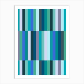 Abstract Aqua Blue And Green Geometric Stripes Art Print