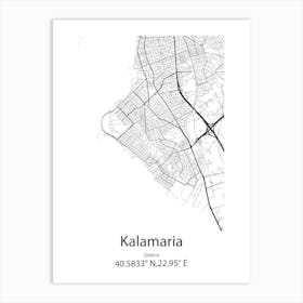 Kalamaria,Greece Minimalist Map Art Print