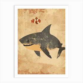 Shark & Fish Modern Storybook Style 1 Art Print