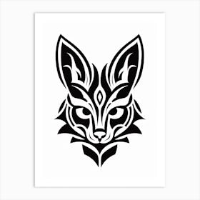 Linocut Fox Abstract Line Illustration 7 Art Print