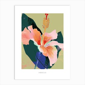 Colourful Flower Illustration Poster Hibiscus 1 Art Print