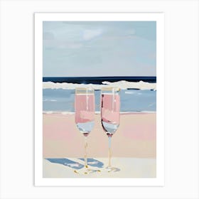 Wine Glasses On The Beach Art Print