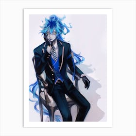 Anime Character Sitting In A Chair Art Print