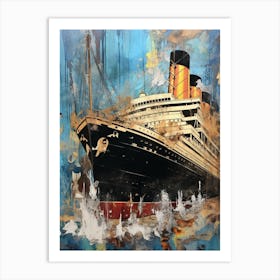 Titanic Ship Colourful Illustration1 Art Print