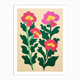 Cut Out Style Flower Art Snapdragon 4 Art Print