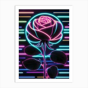 Neon Rose Wallpaper Art Print