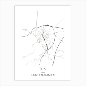 Elk River,United States Minimalist Map Art Print