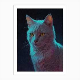 Cat With Neon Eyes Art Print