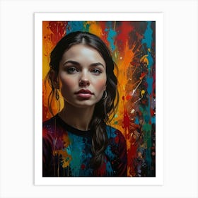 Girl With Paint Splatters 1 Art Print