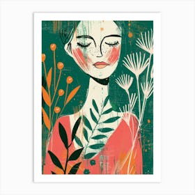 Woman With Flowers 15 Art Print