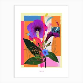 Petunia 1 Neon Flower Collage Poster Art Print