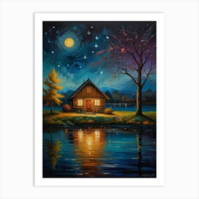 Night By The Lake 3 Art Print