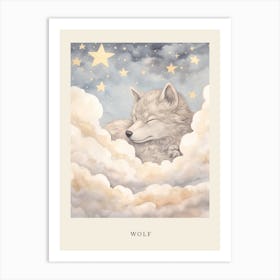 Sleeping Baby Wolf 1 Nursery Poster Art Print