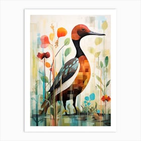 Bird Painting Collage Canvasback 1 Art Print