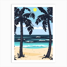 Vector Illustration Of Palm Trees On The Beach Art Print