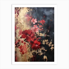 Vintage Dark Flowers 1 Art Print