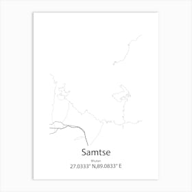 Samtse,Bhutan Minimalist Map Art Print