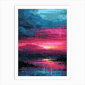 Sunset Painting | Pixel Art Series Art Print