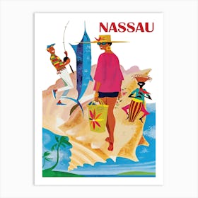 Fishing And Beaching in Nassau Art Print