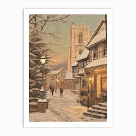 Vintage Winter Illustration Canterbury United Kingdom 1 Art Print